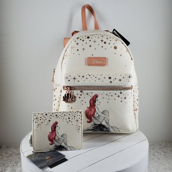 loungefly disney the little mermaid ariel rose gold mini backpack